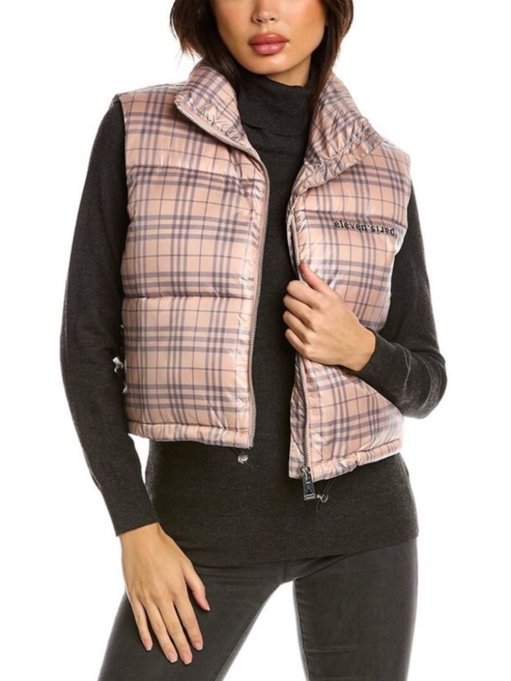 NWT Eleven Paris Plaid Puffer Vest - size XS